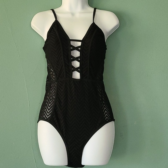 V28 Other - V28 Crocheted Black Sexy One Piece Swimsuit Large